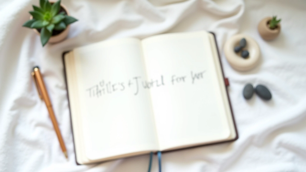 Gratitude practice setup with journal and nature items on table